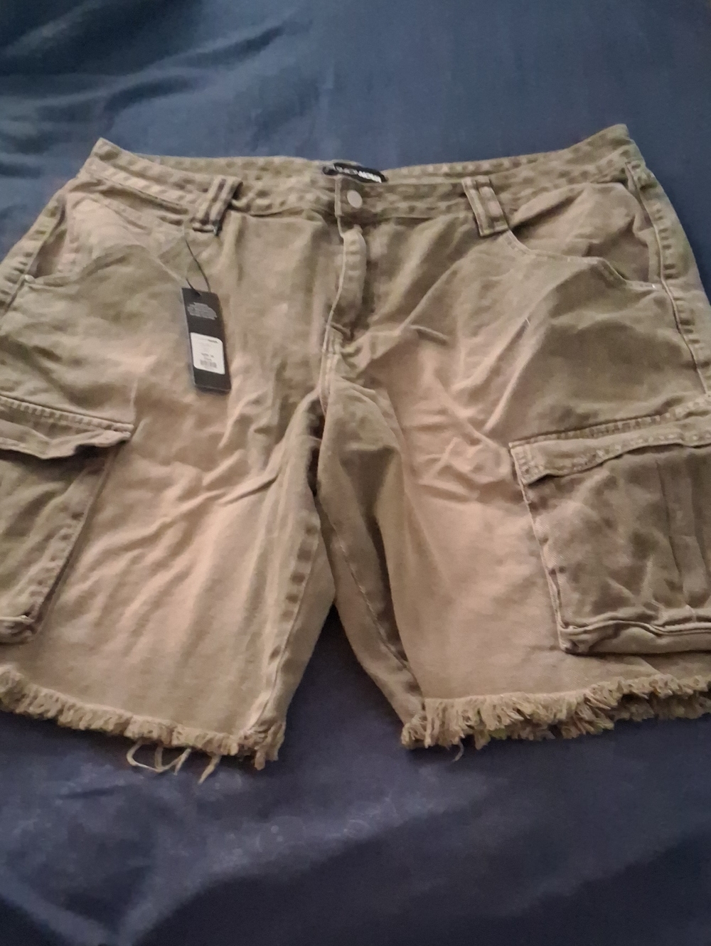 Fashion Nova Olive Cargo Frayed-Hem Shorts